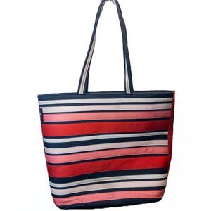 City DKNY Shoulder Bag Large Pink Red Striped Beach Spring